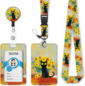 Black Cat Lanyards for ID Badges, Badge Holder by Mcapirivo