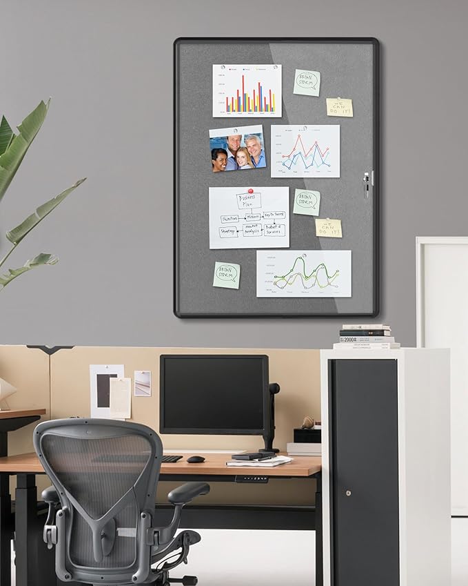 Mifuro 38"x28" Enclosed Bulletin Board, Lockable Weather-Resistant Aluminum - Image 2