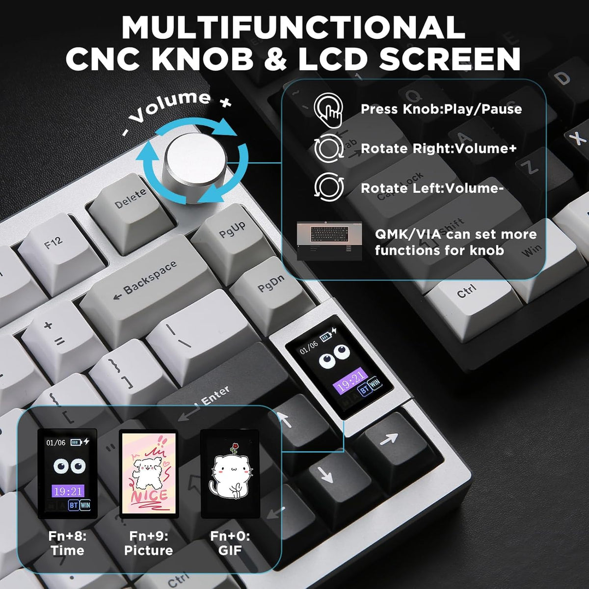 YUNZII AL80 75% Wireless Aluminum Mechanical Keyboard(Silver,Cocoa Cream)