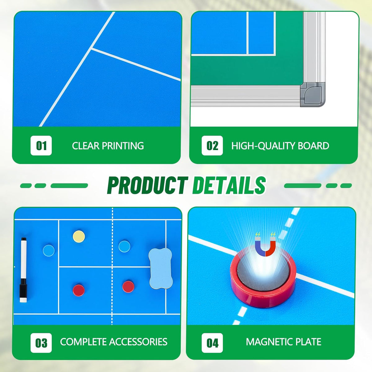 Honoson Magnetic Dry Erase Coach's Board for Tennis, Tactical Coach Board...