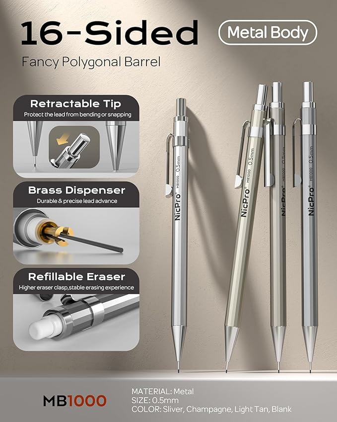 Nicpro 4 Pack Mechanical Pencil 0.5 mm - Image 2