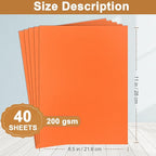 Silunkia 40 Sheets Orange Cardstock 8.5 x 11 Craft Paper, 75lb Premium Pumpkin - Image 2