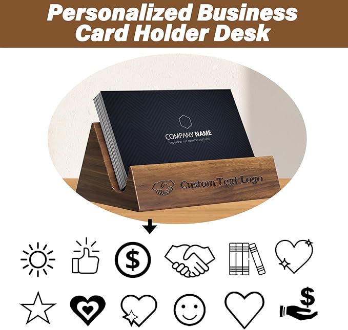 HJX Custom Business Card Holder Desk-Personalized Engraved Wooden Business Card - Image 4