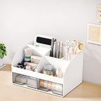 Desk Organizer with 6 Compartments and 2 Drawers, Plastic Makeup Organizer - Image 7