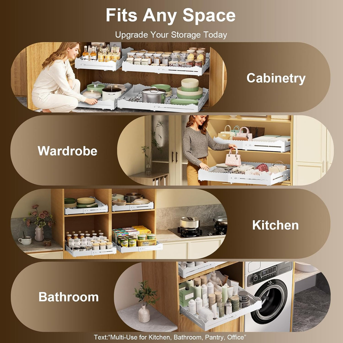 Pull Out Drawers for Cabinets, Expandable Pull Out Cabinet Organizer 11-18&qu...