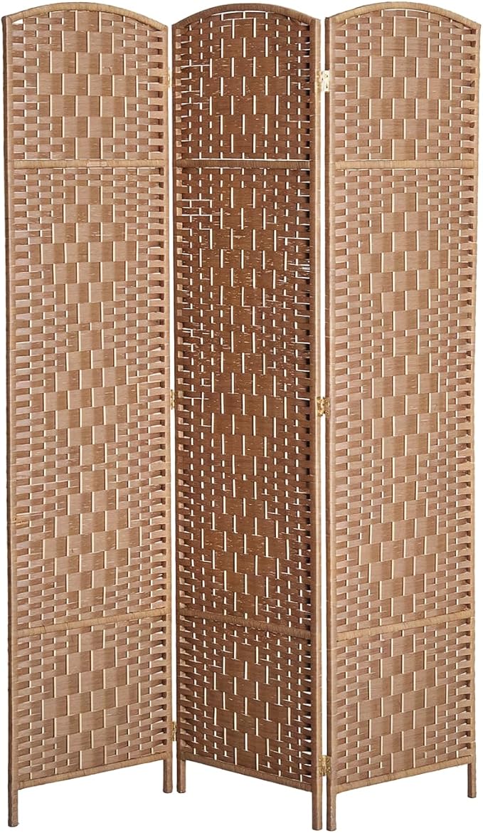 HOMCOM Room Divider, 3 Panel Folding Privacy Screen, 6FT Tall Portable Wicker by HOMCOM