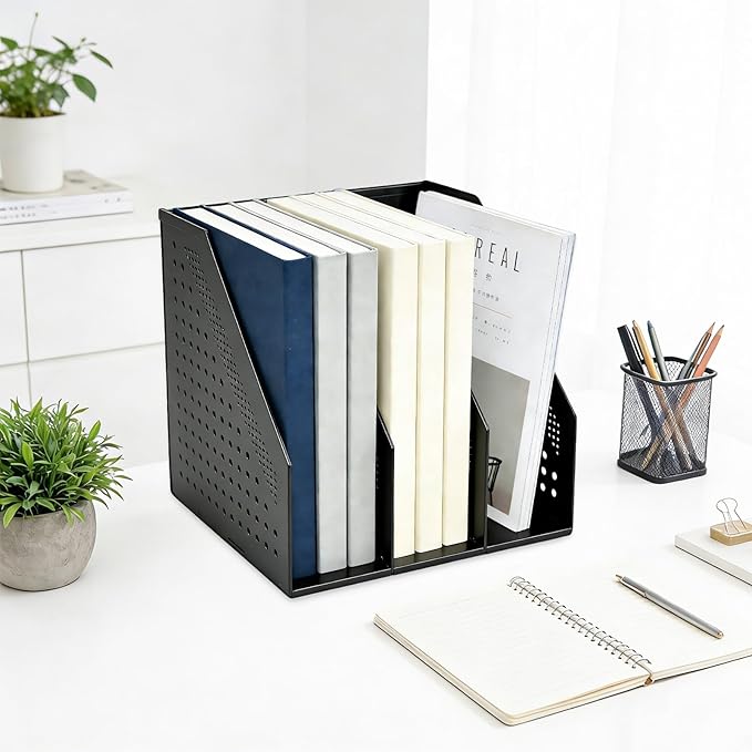 SAYEEC 2Pcs Collapsible Plastic Magazine File Holder Vertical Binder Storage - Image 7