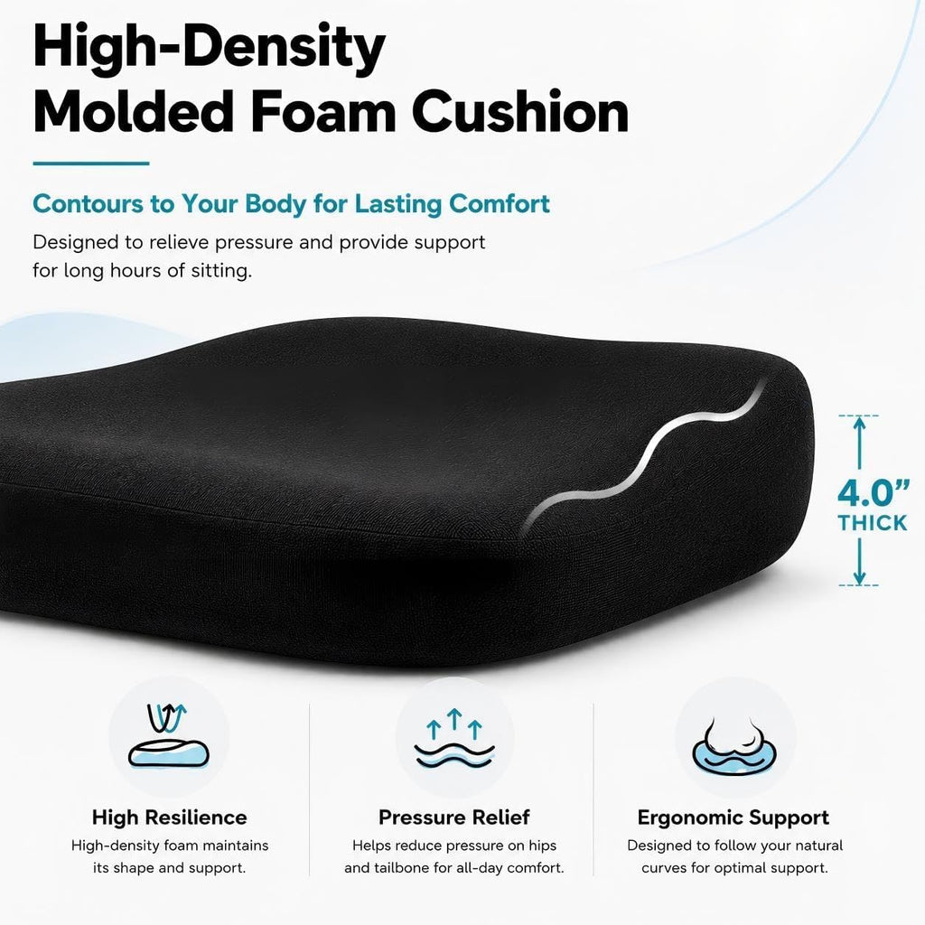 Ergonomic Office Chair, High Back Mesh Computer Chair with Molded Foam Cushion, Adjustable Headrest, Lumbar Support, Tilt Lock and Coat Hanger for Home Office