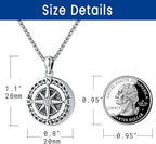Compass Necklace for Women Men 925 Sterling Silver Pendant Urn Necklaces for - Image 2