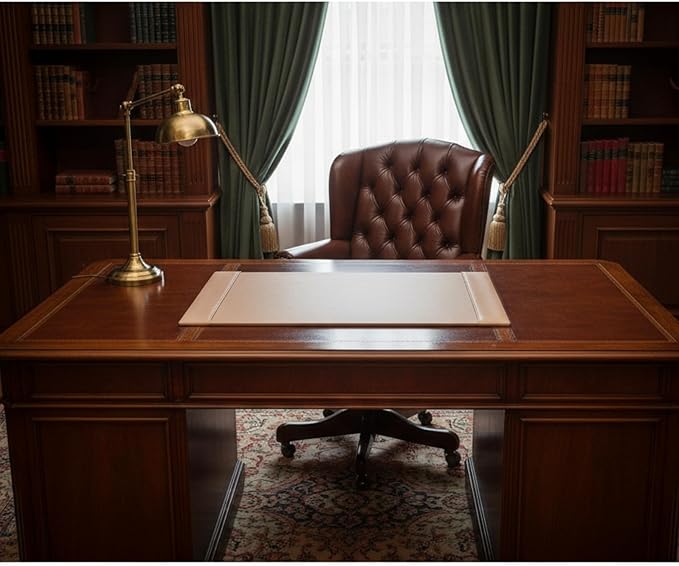 White Latte Bonded Leather 30" x 18" Side-Rail Desk Pad - Image 4