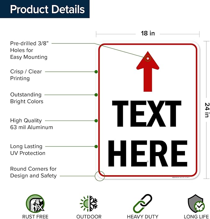 Custom Arrow, Custom Directional Sign, Up Arrow, 18x24 Inches, Rust Free .063 - Image 6