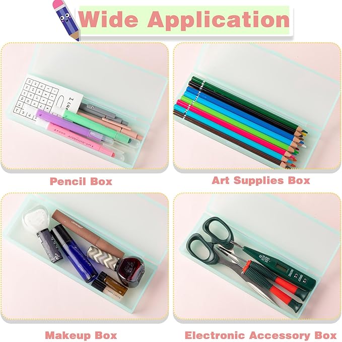 Fainne 24 Pcs Plastic Pencil Case Bulk Pencil Boxes Plastic Stationery Case - Image 4