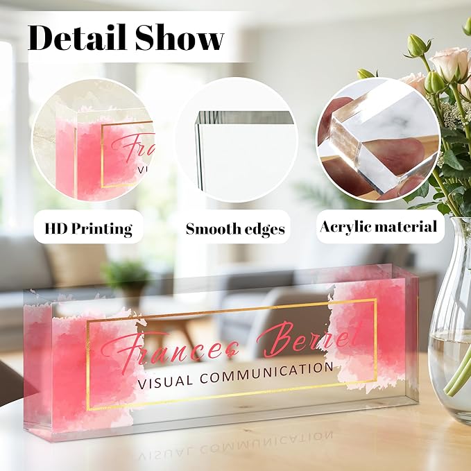 Personalized Name Plate for Desk, Custom Acrylic Desk Name Sign, Office - Image 2