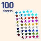 8 Colors, 4000 Pack, Foil Star Metallic Stickers, 0.6" Diameter