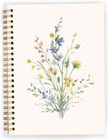 JWVK Vintage Wild Flower Spiral Notebook, Rustic Floral Botanical Notebooks by JWVK
