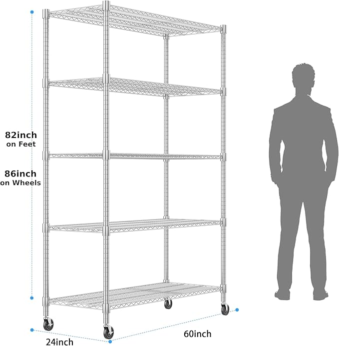 Homdox 5 Tier Storage Racks and Shelving, 3000LBS Commercial Adjustable Wire - Image 3