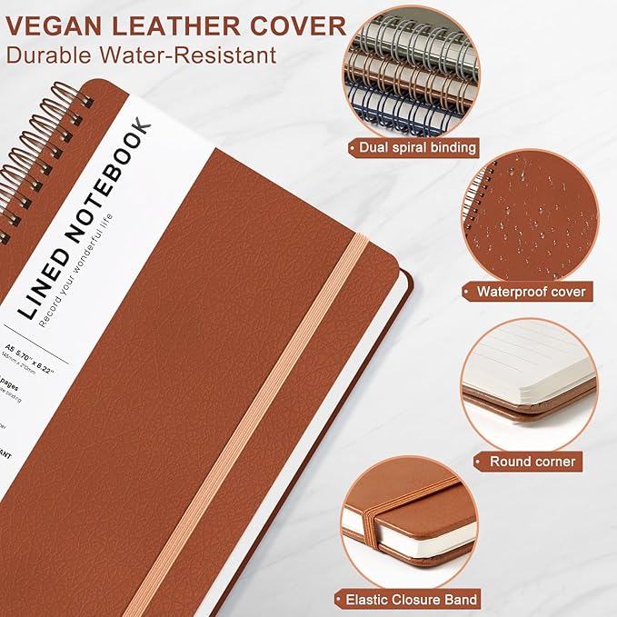 ABERLLS Brown Lined Spiral Journal Notebook - Image 4