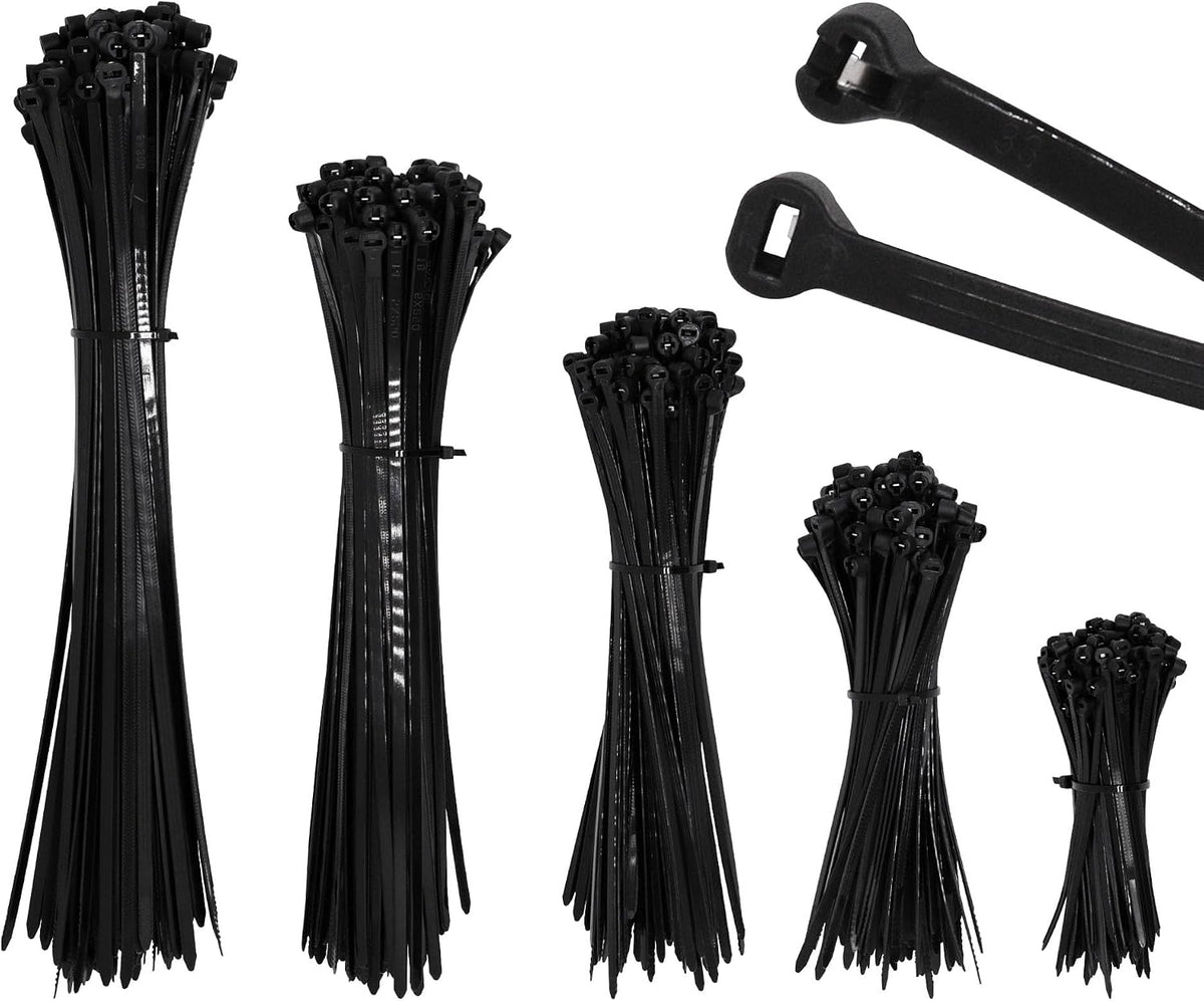 500pcs Push Mount Zip Ties Assorted Sizes, 4+6+8+10+12inch Cable Zip Tie with...