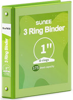 SUNEE 3 Ring Binder 1 Inch 1 Pack, Tender Green by SUNEE