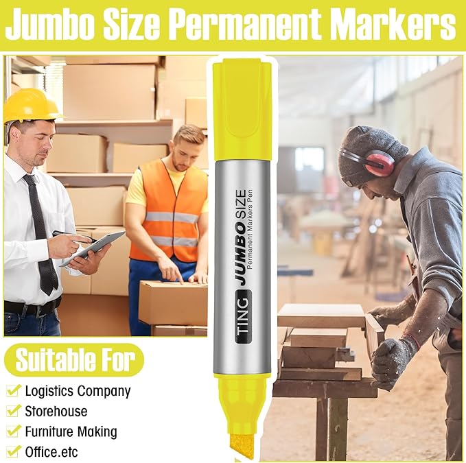 Fuutreo 10 Pack Jumbo Permanent Markers Bulk Large Chisel Tip Permanent Markers - Image 6