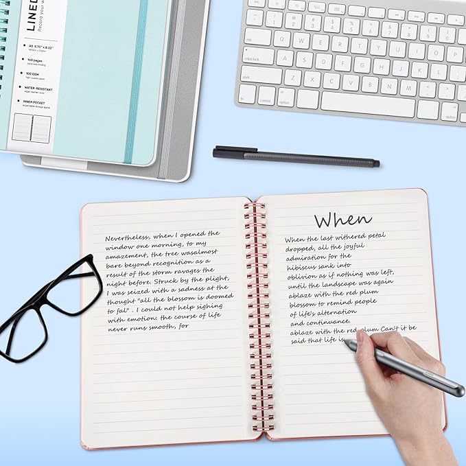 Light Red Lined Spiral Journal Notebook - Image 3
