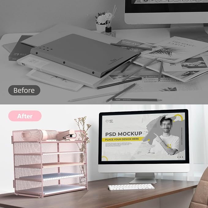 Sinboun Letter Tray Paper Organizer 5-Tier Desk Organizer File Organizer Paper - Image 3