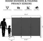 3 panel room divider 6 ft folding screen, side view