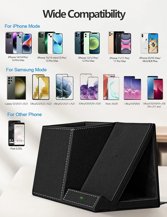 Pen Holder with Wireless Charger, Compatible with iPhone 17/16/15/14/13/12/11/8 - Image 3