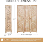 66.9Inch Folding Room Divider, 3 Panels Wood Carved Privacy Screens, Free - Image 5