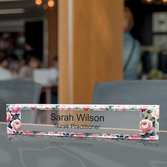 Signs ByLITA Floral Pattern Customized Nameplate | Rose Blush Personalized Full - Image 4