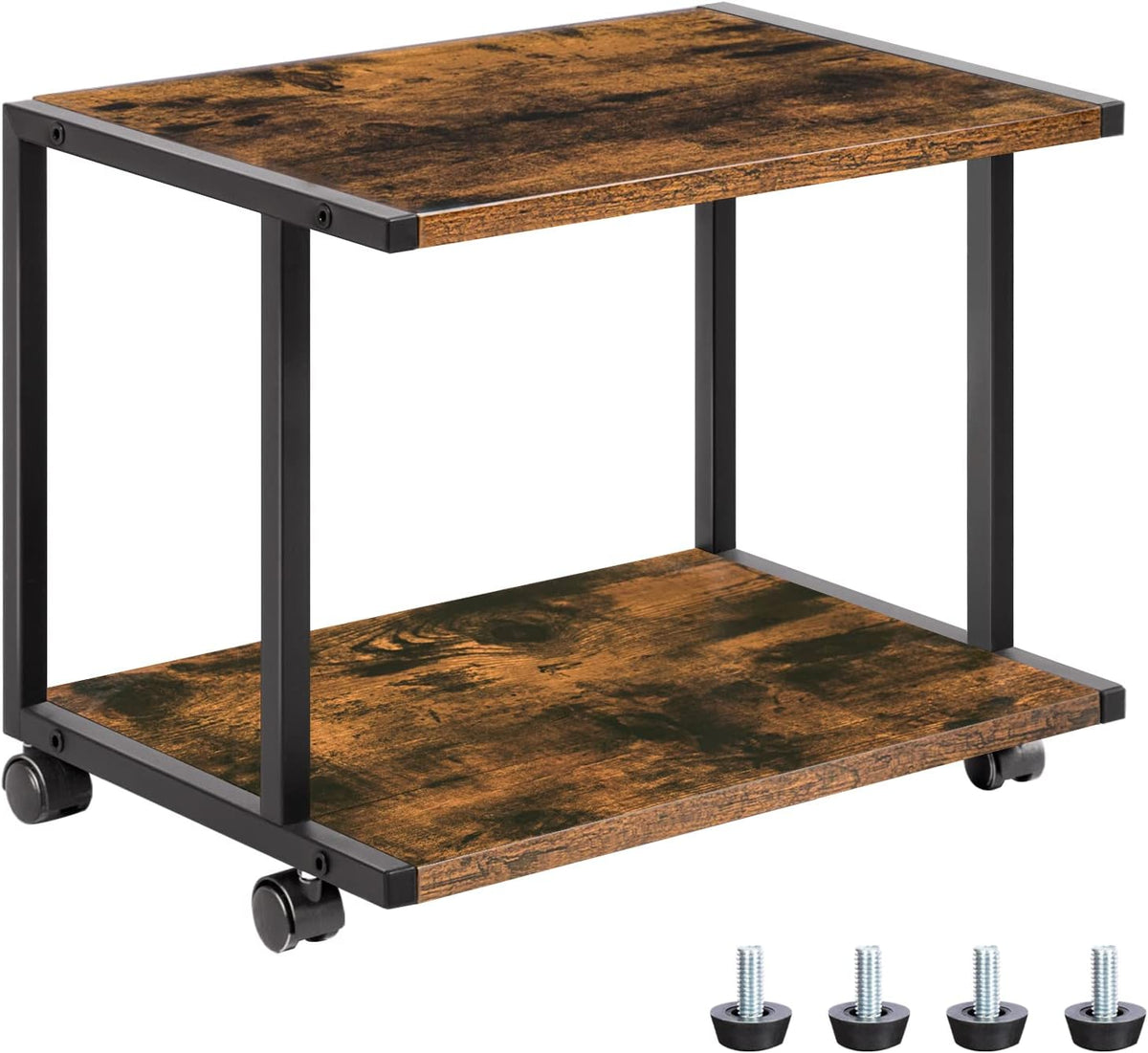 HOOBRO Under Desk Printer Stand, 2-Tier Industrial Printer Cart with Storage ...