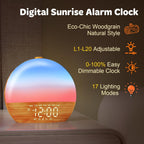 sunrise alarm clock with sound machine - natural, front angle view