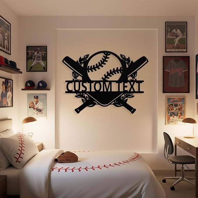 Personalized Baseball Metal Sign Custom Name Sign Baseball Player Gift Boys - Image 2