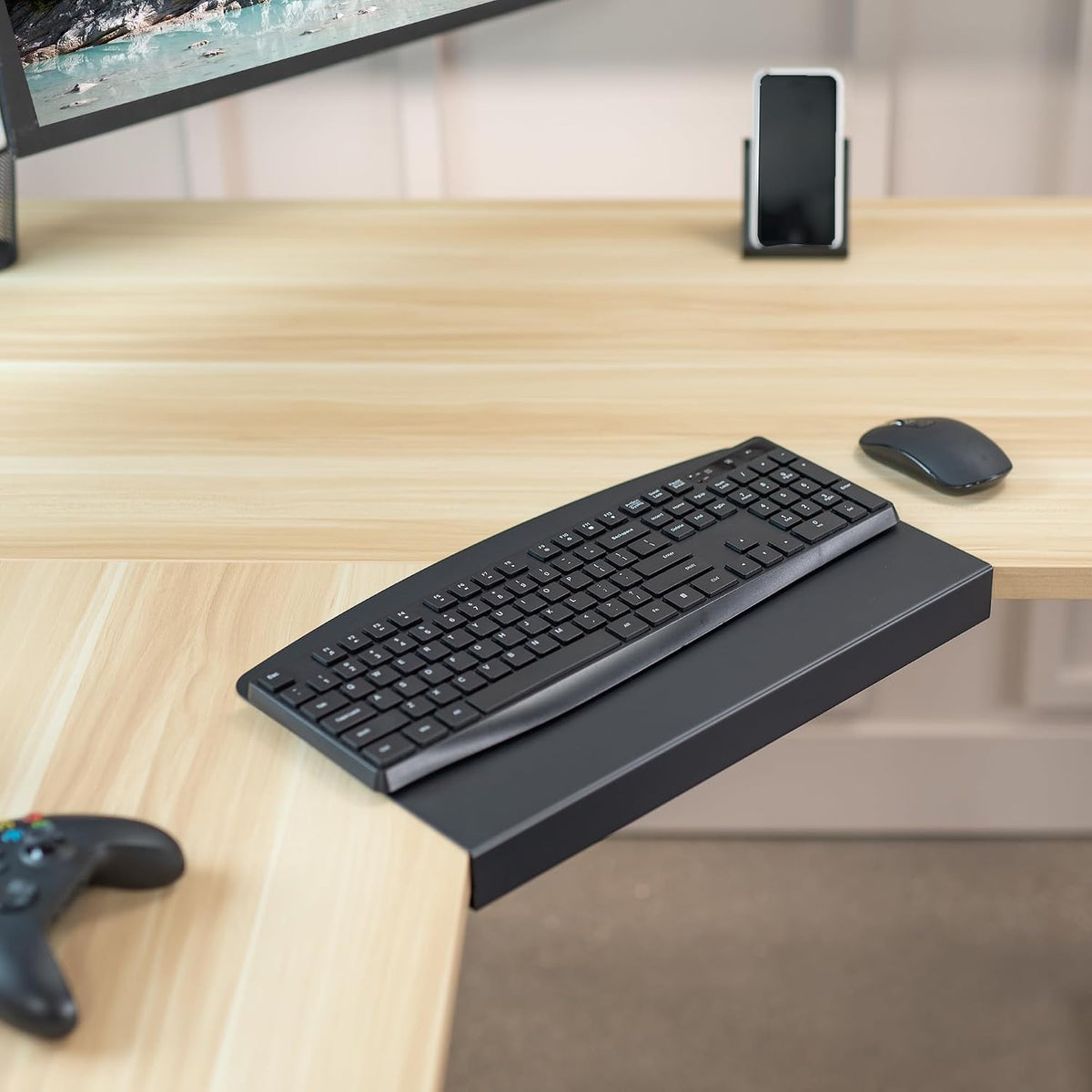 VIVO Black 17 in Corner Desk Connector Platform, DESK-AC07S