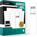 Address Labels 1’’x2-5/8’’ Stikcer Paper 30-UP 250 Sheets by Colemoly