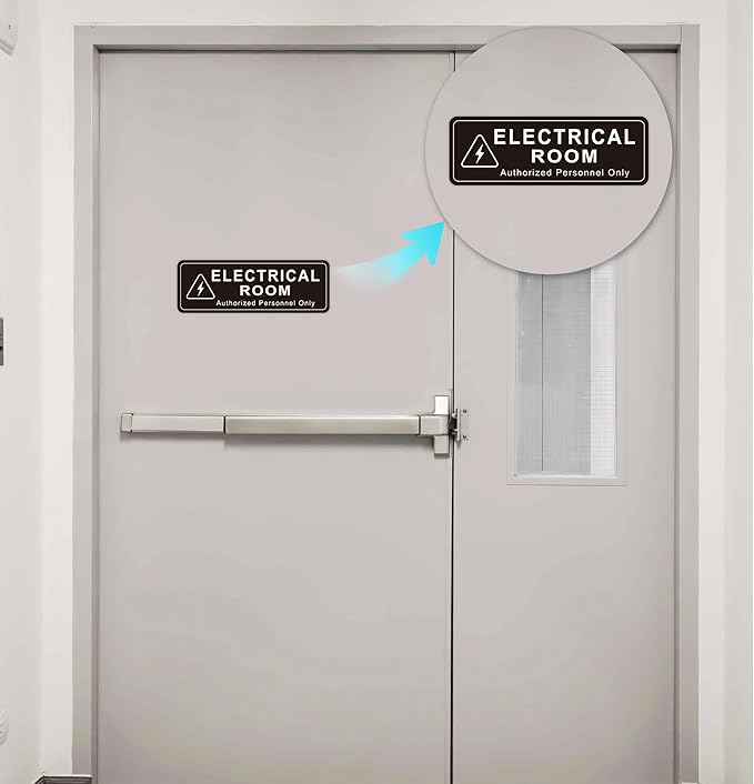 Electrical Room Door Sign for Business，Self-Adhesive Durable Modern Electrical - Image 7