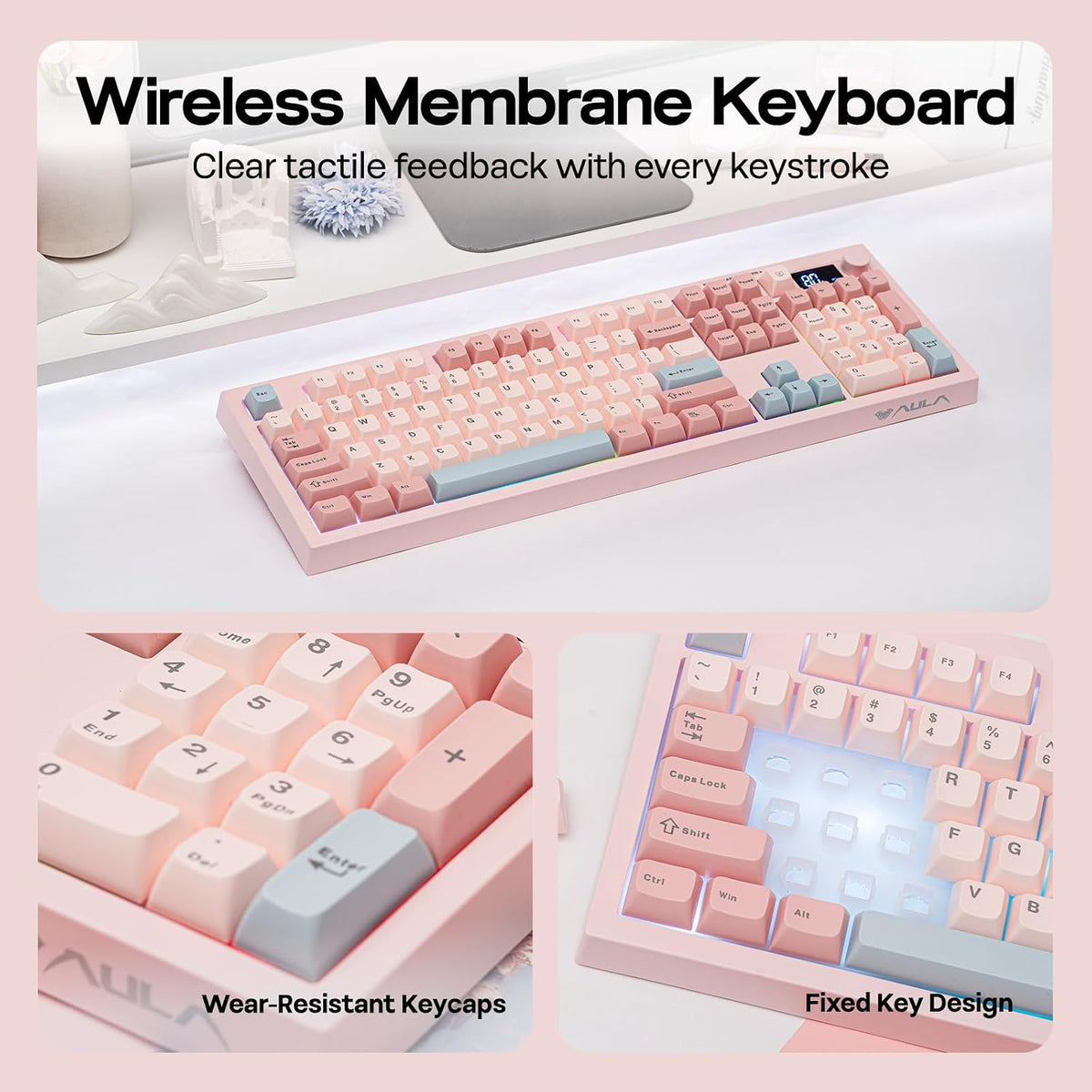 EPOMAKER Aula S102 PRO Membrane Gaming Keyboard w/TFT Screen & Volume Knob