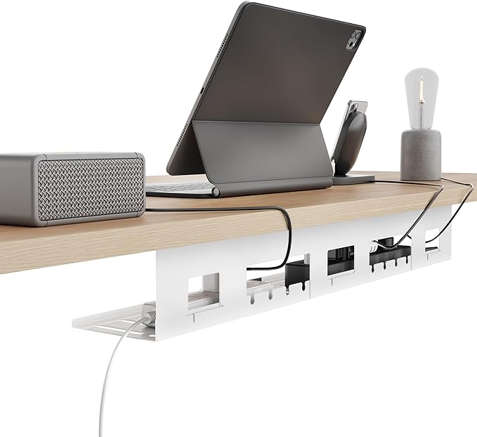 PEGZONE Under Desk Cable Management Tray, 31.5 Inches Metal Cord Organizer Rack by Pegzone