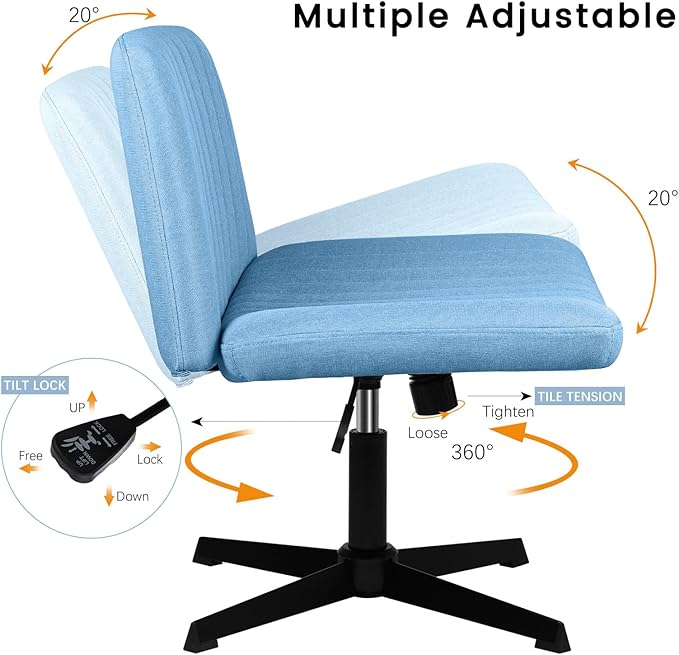 PUKAMI Criss Cross Chair, Armless Cross Legged Office Desk Chair No Wheels - Image 6
