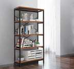 Himimi Industrial Bookshelf 5-Tier, Bookcase 58" H Ladder Shelf, Storage - Image 9