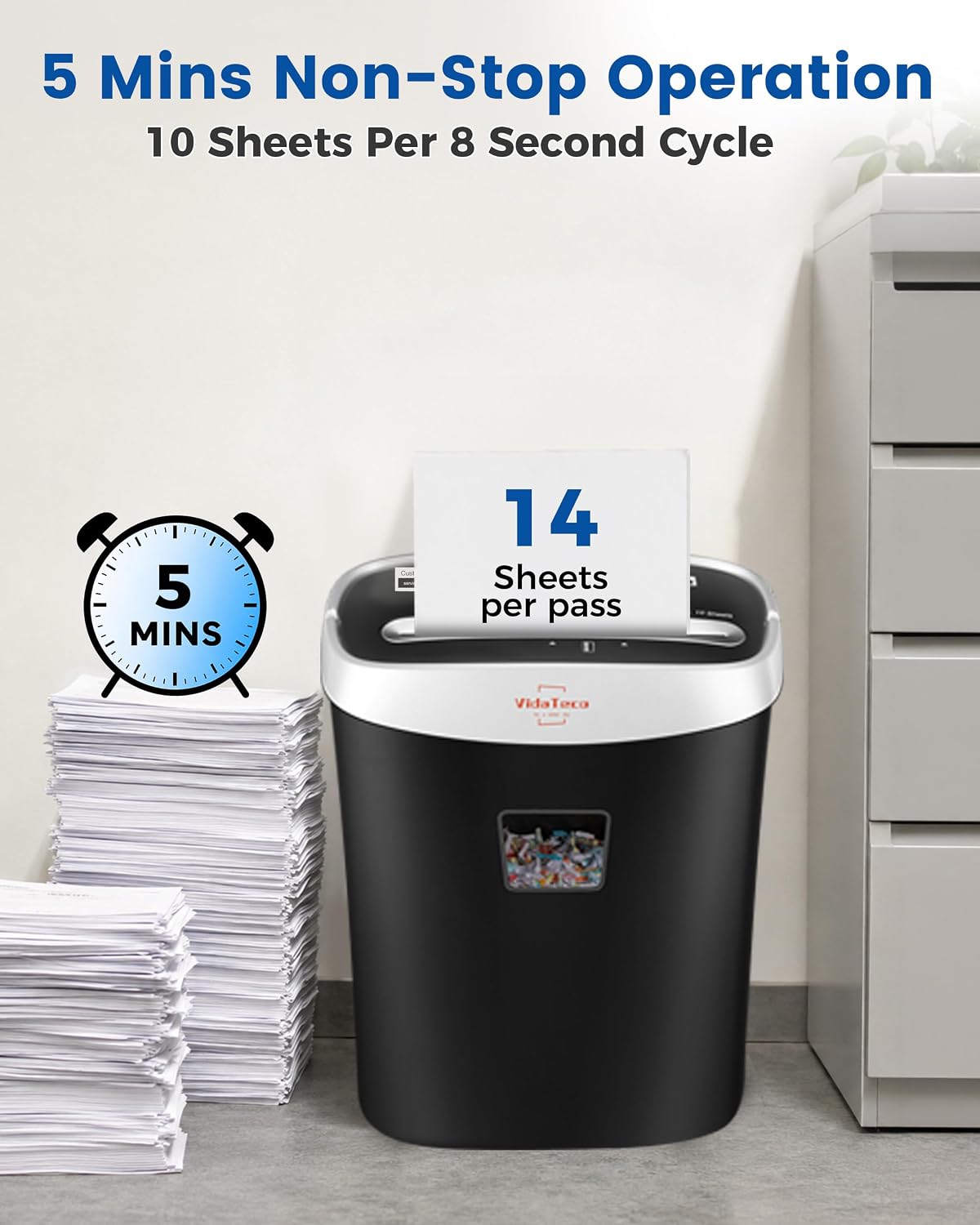 VidaTeco 10-Sheet Cross Cut Paper Shredder for Home Office, 3.9-Gallon Bin