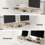 fitueyes dual monitor stand riser, adjustable length and, front angle view