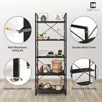 CAPHAUS 6 Tier Bookshelf, 24 Inch Width Free Standing Shelf, Bookcase Shelf - Image 5