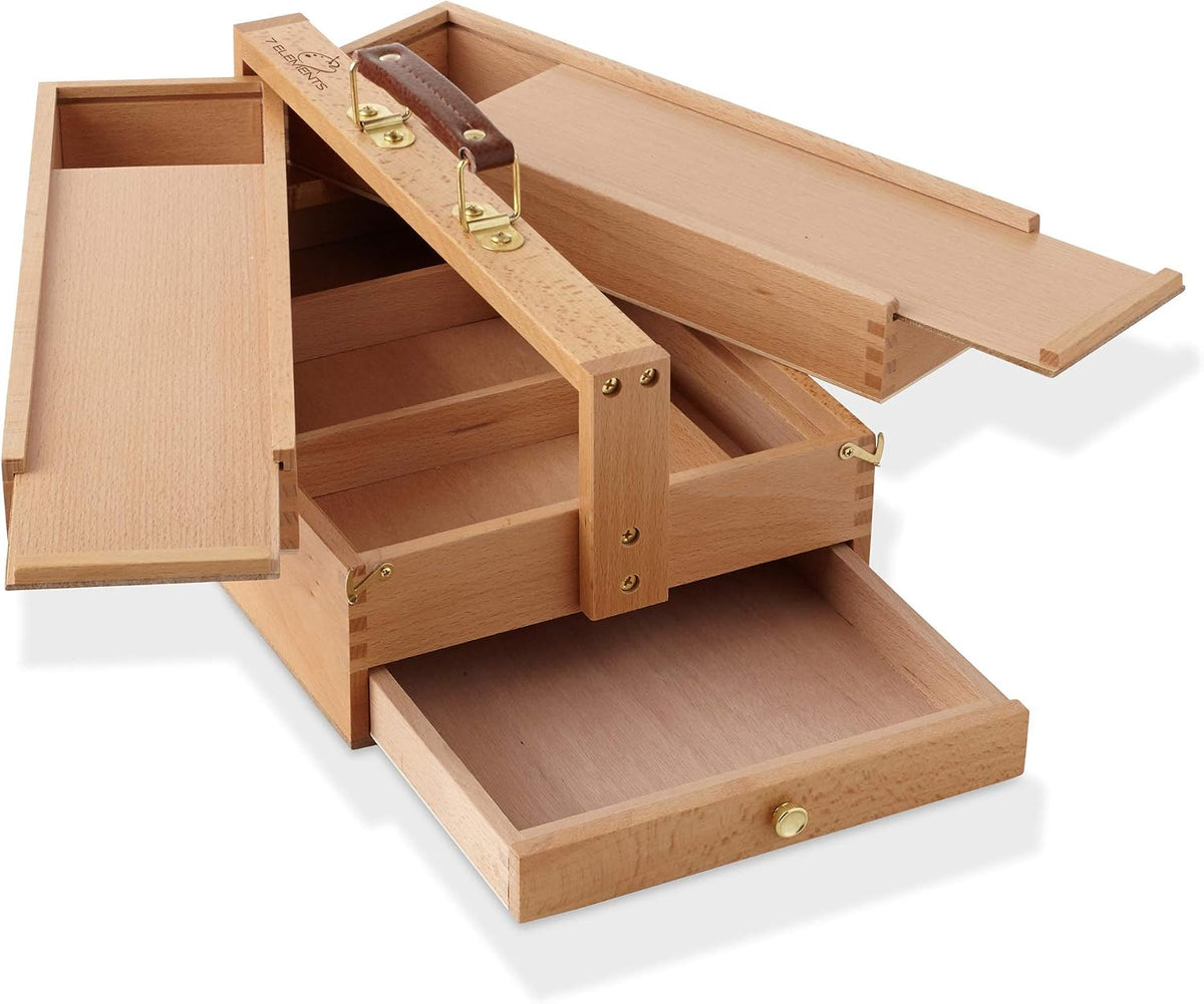 7 elements wooden multi-function artist tool and brush, main product view