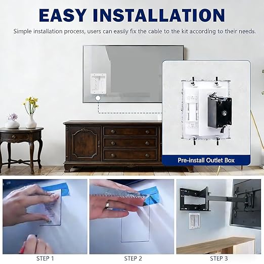 Wall Cable Concealer Management Kit, Recessed Outlet Behind TV - Image 4