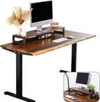 Standing Desk with Monitor Stand – Walnut Solid Wood Desk, Natural Live Edge by ModernWoodStyle