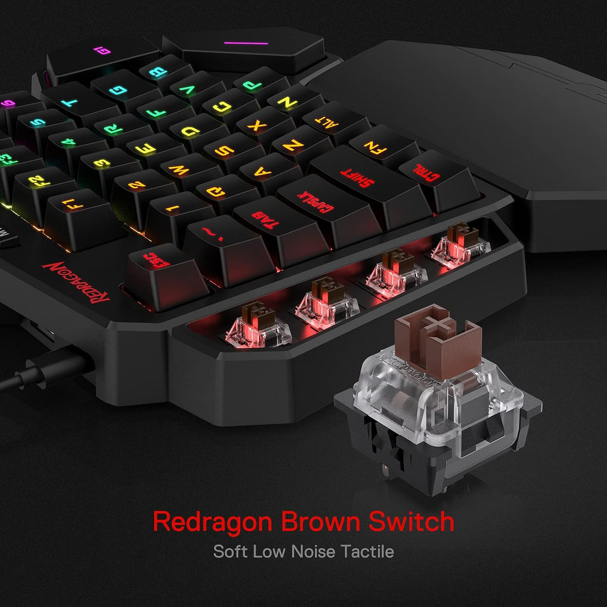 Redragon K585 Wired One-Handed RGB Gaming Keypad, Tactical 42-Key Layout