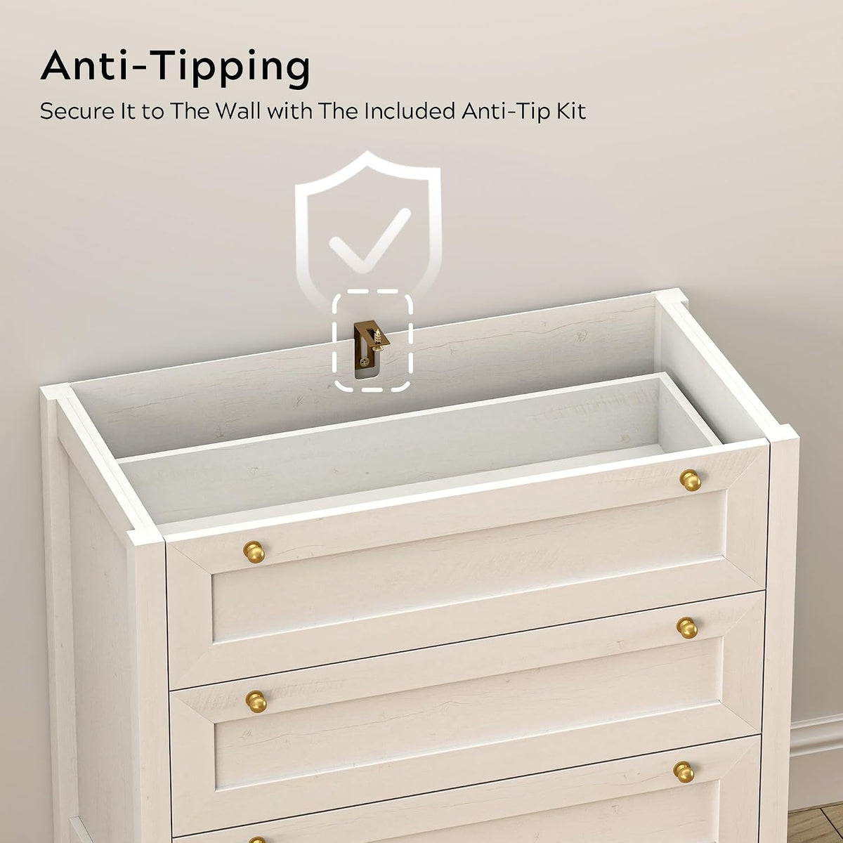 Dresser for Bedroom with 3 Drawers, Farmhouse Closet Storage Organizer with G...