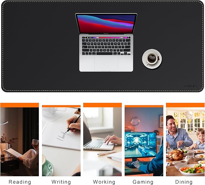 Mydours Large Desk Mat 51.2" x 23.6", PU Leather Surface - Image 6