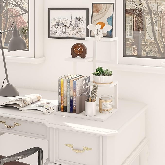 YMYNY Desktop Shelf Organizer, 4 Tier Storage Display Rack, Desk Shelf - Image 2